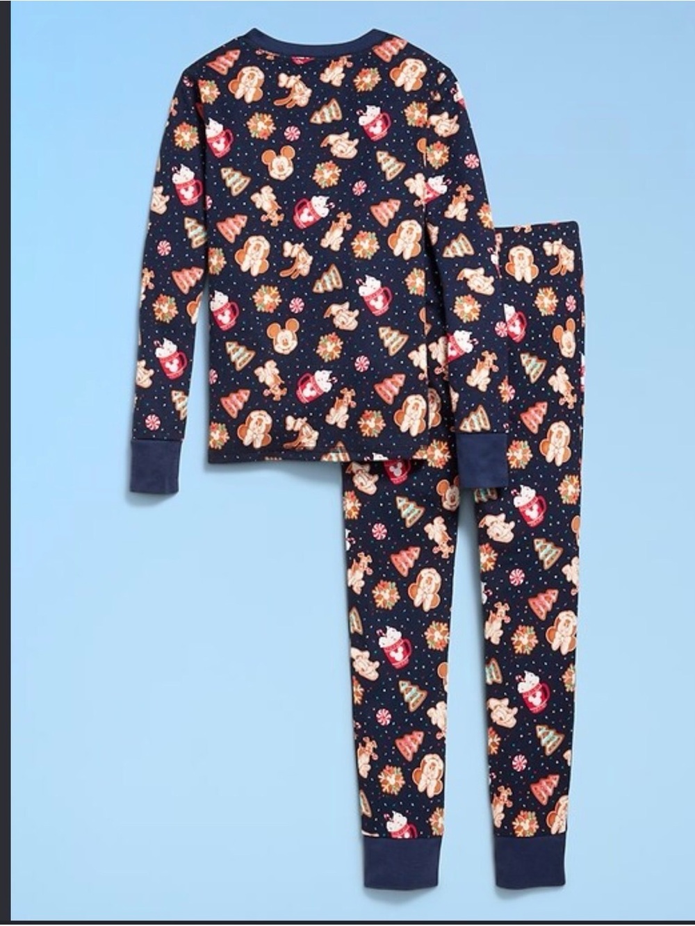 Old Navy Navy Holiday Character Kids Pajama Set with Gingerbread & Tree Prints